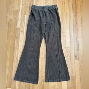 Aerie Green Velour High Waisted Flare Pants